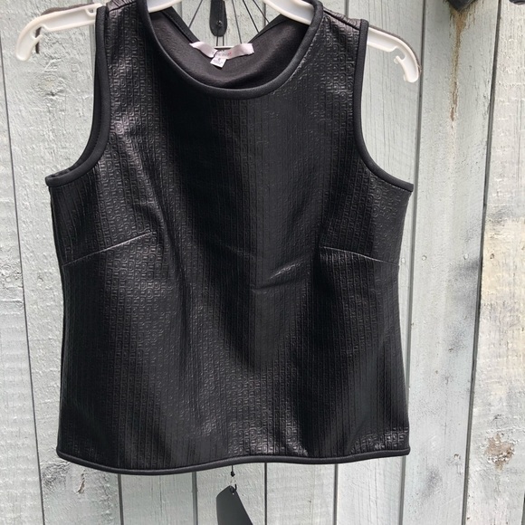 Studio M size medium Black vegan leather sleeveless top dress up or down NWT - Picture 5 of 12